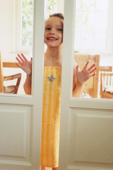 2-6 YEARS/ STRIPED EMBROIDERED FLOWERS NIGHTDRESS - Yellow by Zara