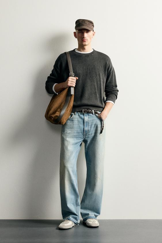 RELAXED FIT INTARSIA JUMPER - Faded black by Zara - Image 0