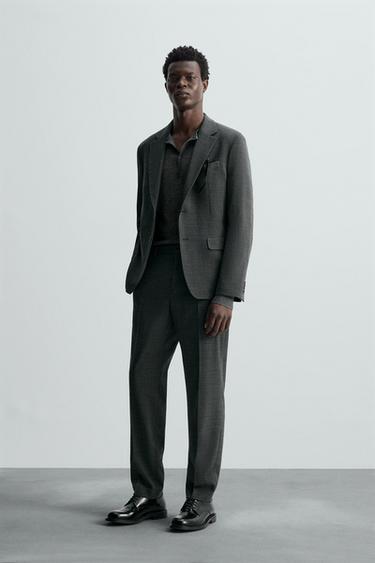 Zara TEXTURED SUIT BLAZER - Dark gray - Image 0