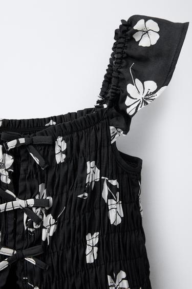 FLORAL SHORT PLAYSUIT - Black / Ecru by Zara - Image 2