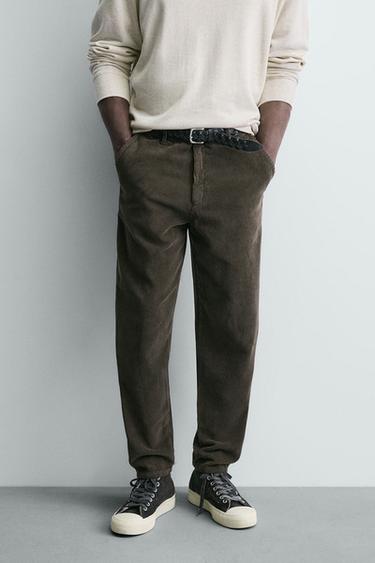 CARROT FIT CORDUROY TROUSERS - Brown by Zara