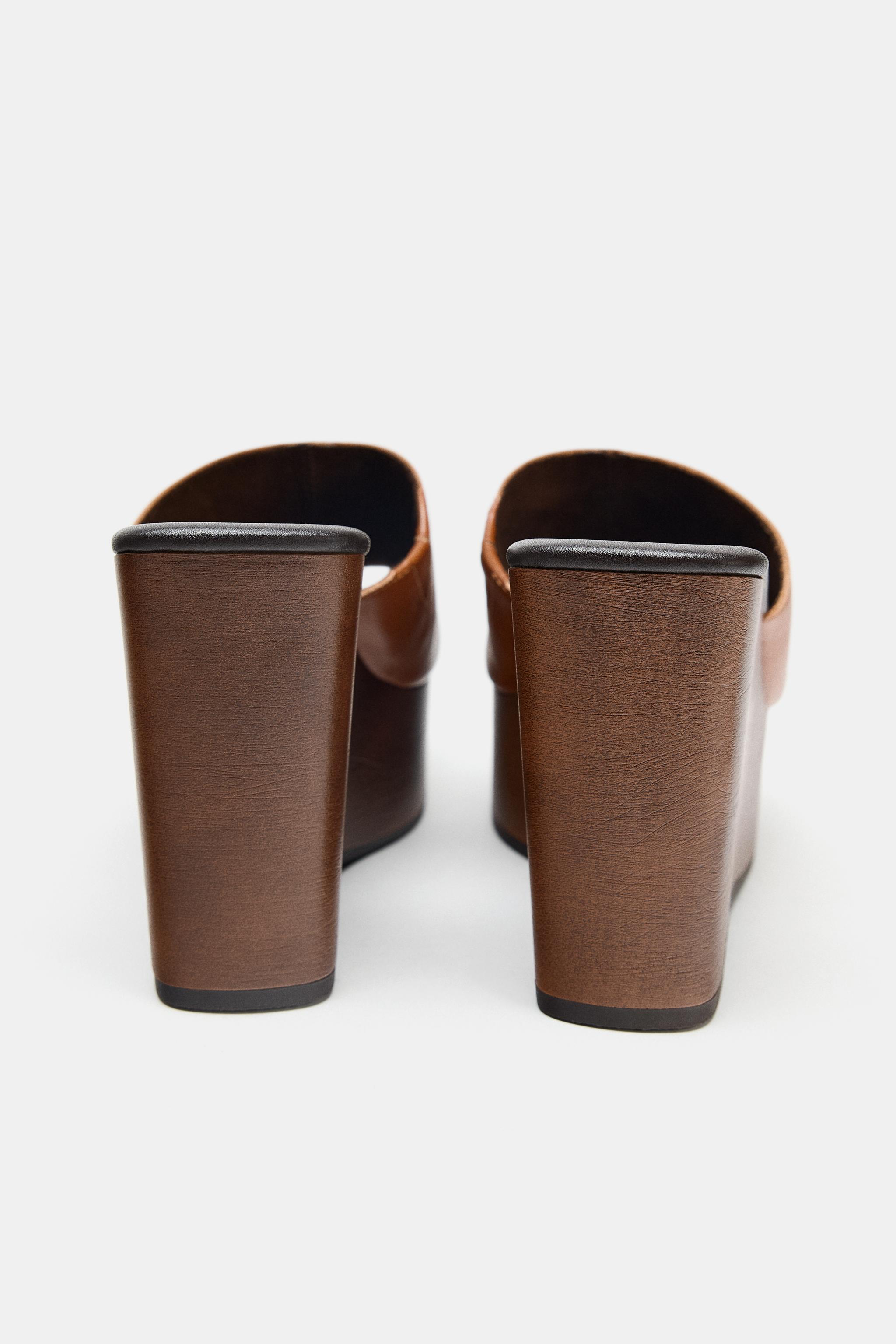 LEATHER WEDGE - Brown | ZARA United States