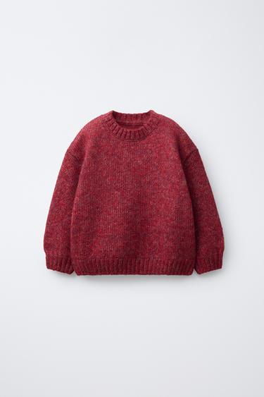 PLAIN WOOL KNIT SWEATER - BURGANDY MARS by Zara