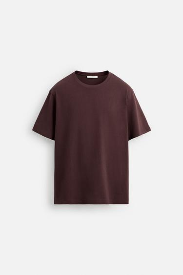 BASIC MEDIUM WEIGHT T-SHIRT - Burgundy by Zara
