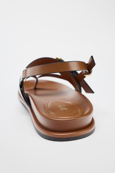 SANDALES BRIDES BOUCLE - Marron de Zara - Image 4