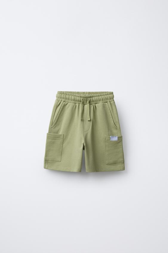 PLUSH CARGO SHORTS Light green ZARA United States