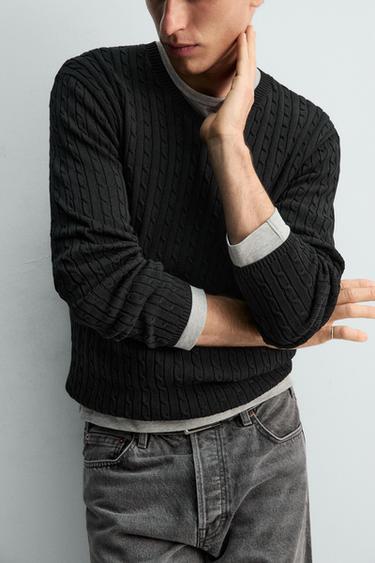 PULL STRUCTURÉ À TORSADES - Noir de Zara - Image 4