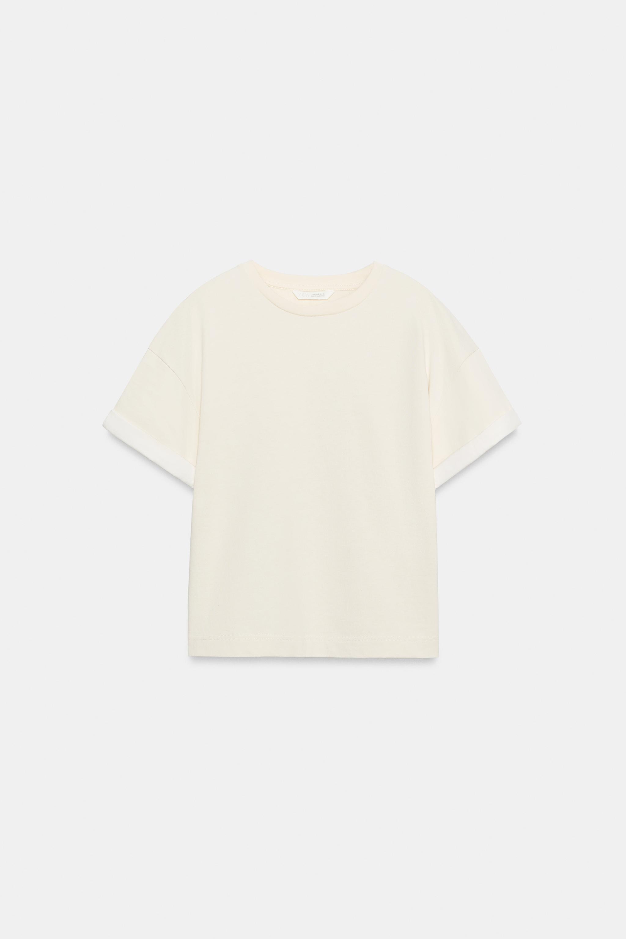 Zara HEAVY COTTON KISA KOLLU T-SHIRT görsel 5