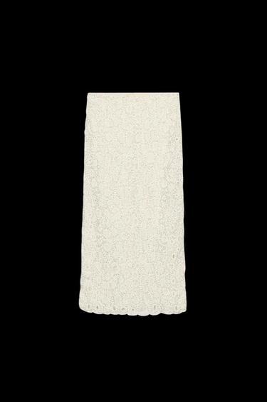 Zara BEADED MIDI SKIRT ZW COLLECTION - Ecru