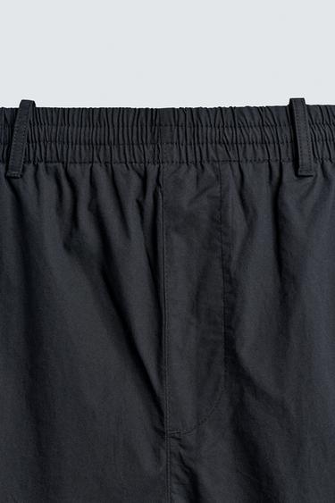 PANTALON DROIT EN POPELINE - Bleu marine de Zara - Image 8