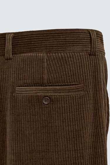 PANTALON COUPE LARGE EN VELOURS CÔTELÉ - Marron de Zara - Image 9