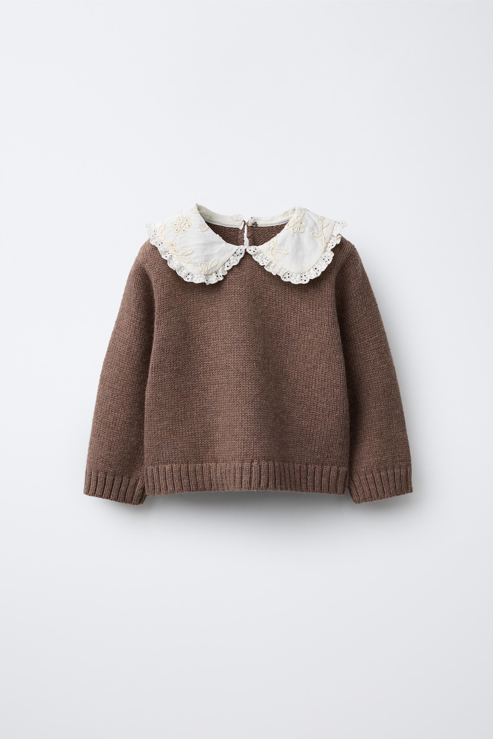 EMBROIDERED COLLAR KNIT SWEATER