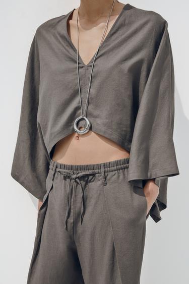 KIMONO CAPE ASYMÉTRIQUE - Gris foncé de Zara