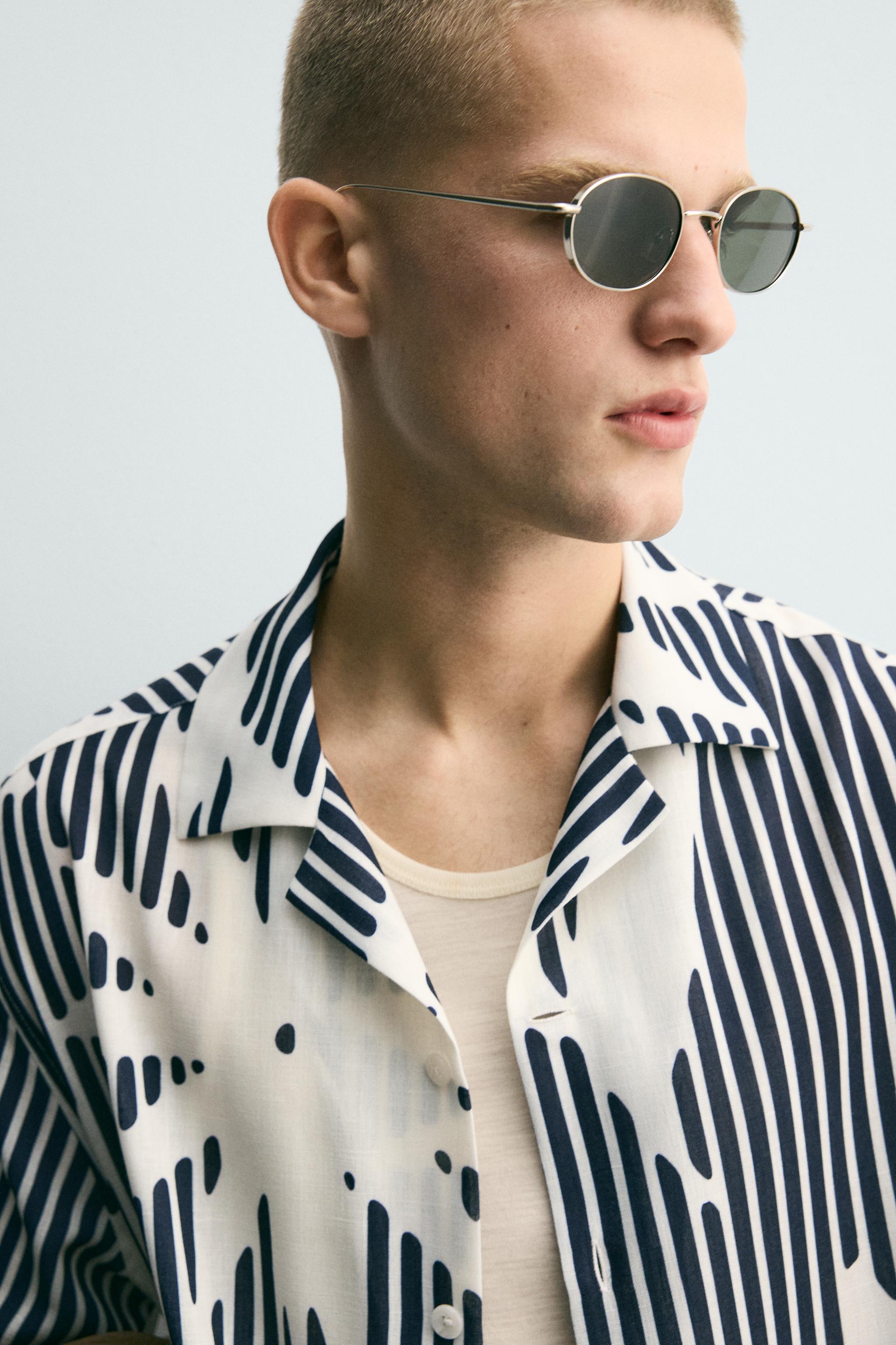 STRIPED PRINT BOXY FIT SHIRT