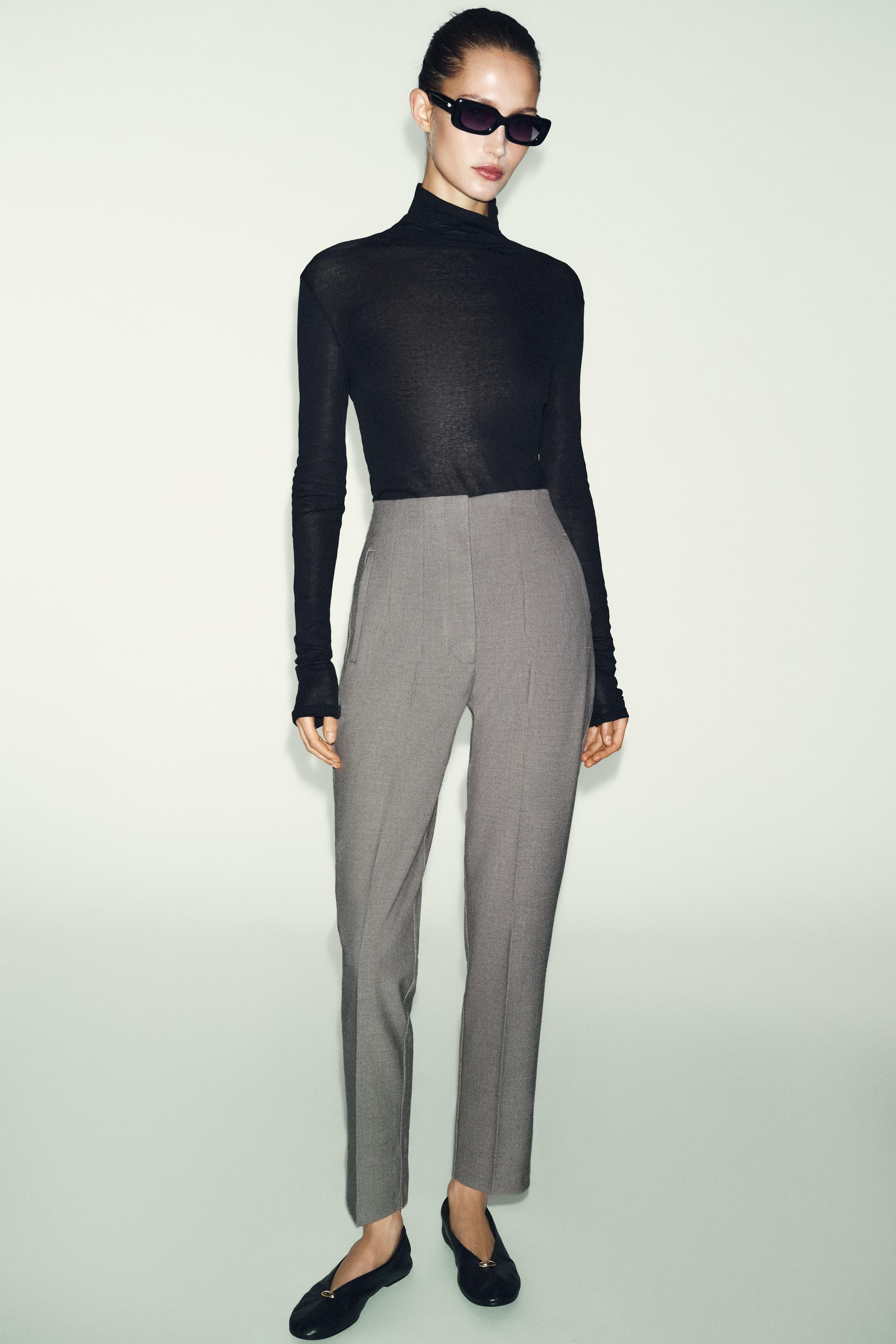 PANTS WITH A HIGH WAIST - taupe brown | ZARA United States