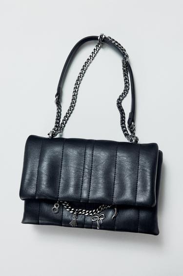 QUILTED CROSSBODY BAG WITH CHARMS - Black by Zara