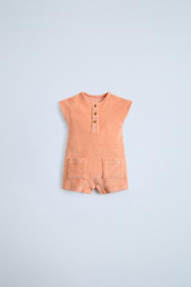 Zara HENLEY TERRYCLOTH JUMPSUIT - Peach