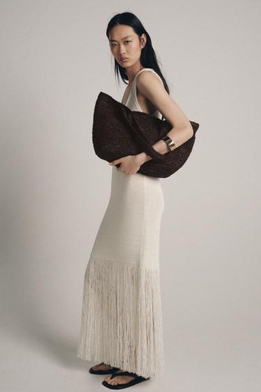 Zara 流蘇針織洋裝 - 裸色