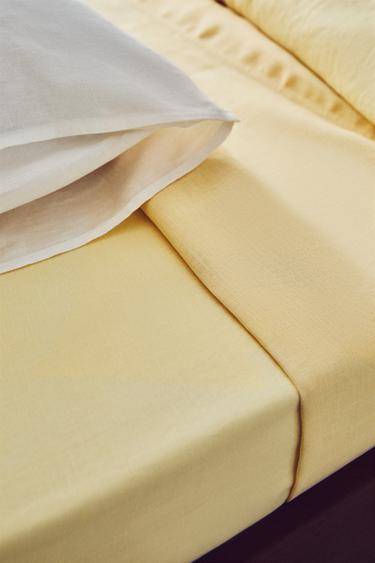 DRAP-HOUSSE LIN DÉLAVÉ (140 G/M²) - Jaune de Zara - Image 0