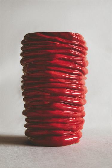 VASE CÉRAMIQUE ONDULÉ X COLLAGERIE - Rouge de Zara - Image 5