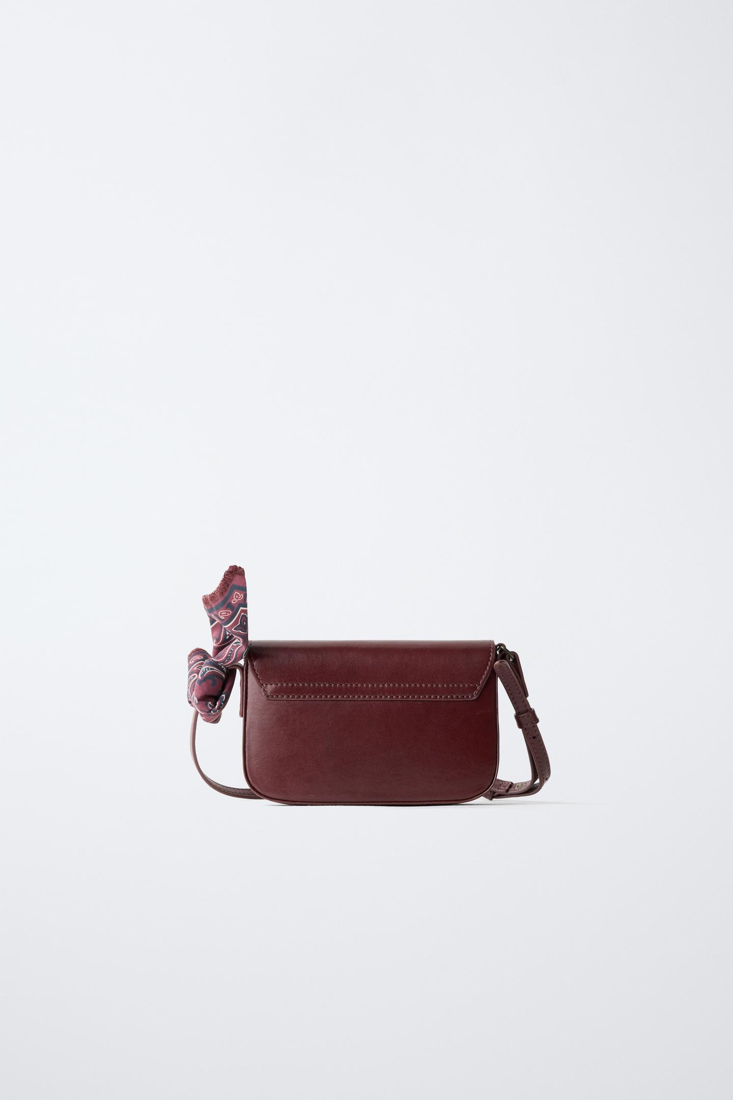 Детская сумка Zara Leather Bandana Crossbody, цвет: Тёмно-бордовый — фото 5
