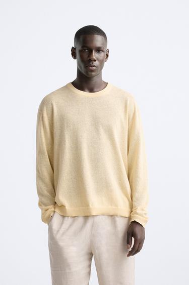 SUÉTER COM LINHO - Amarelo da Zara