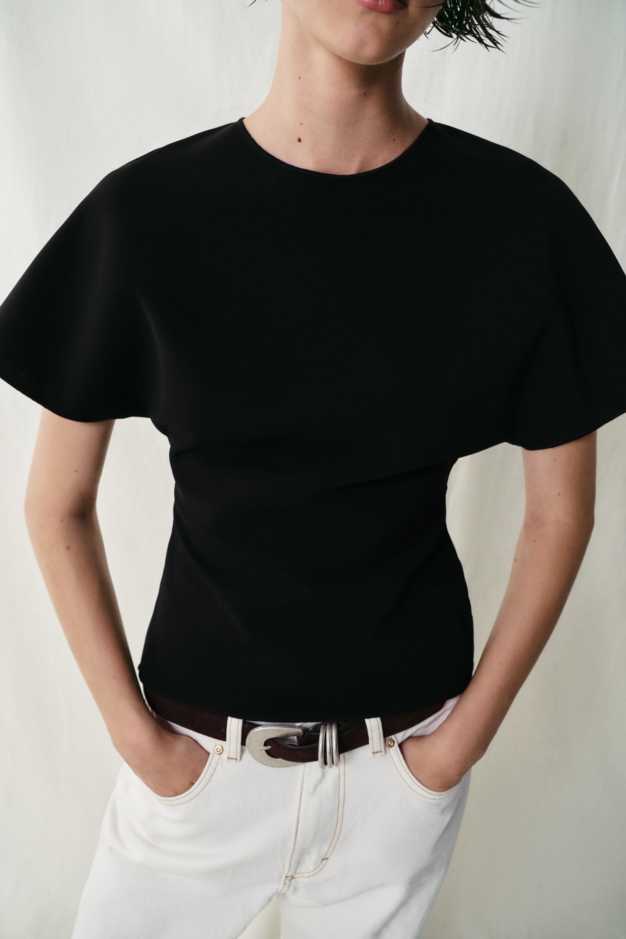 Женские топы Zara SHORT SLEEVE CUT OUT TOP — фото 4