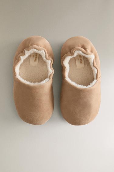 WARM LEATHER BALLERINA BOOTIES - Taupe Grey by Zara - Image 2