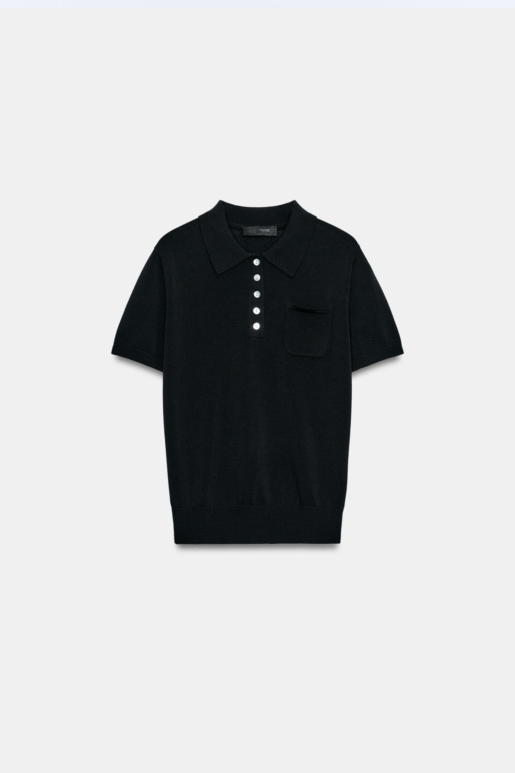 Женские рубашки Zara SHORT SLEEVE KNIT POLO SHIRT — фото 7