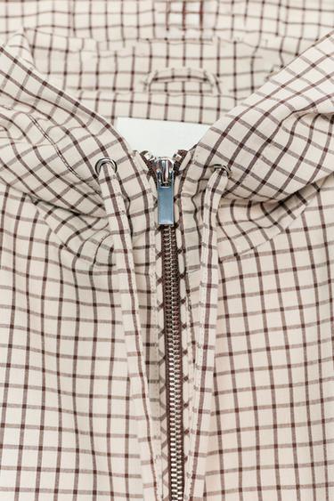 VESTE À CARREAUX À CAPUCHE - Blanc cassé de Zara - Image 7