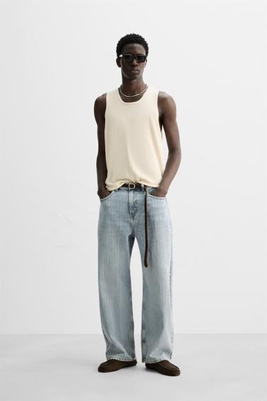 Zara VISCOSE LINEN TANK TOP - Lime green