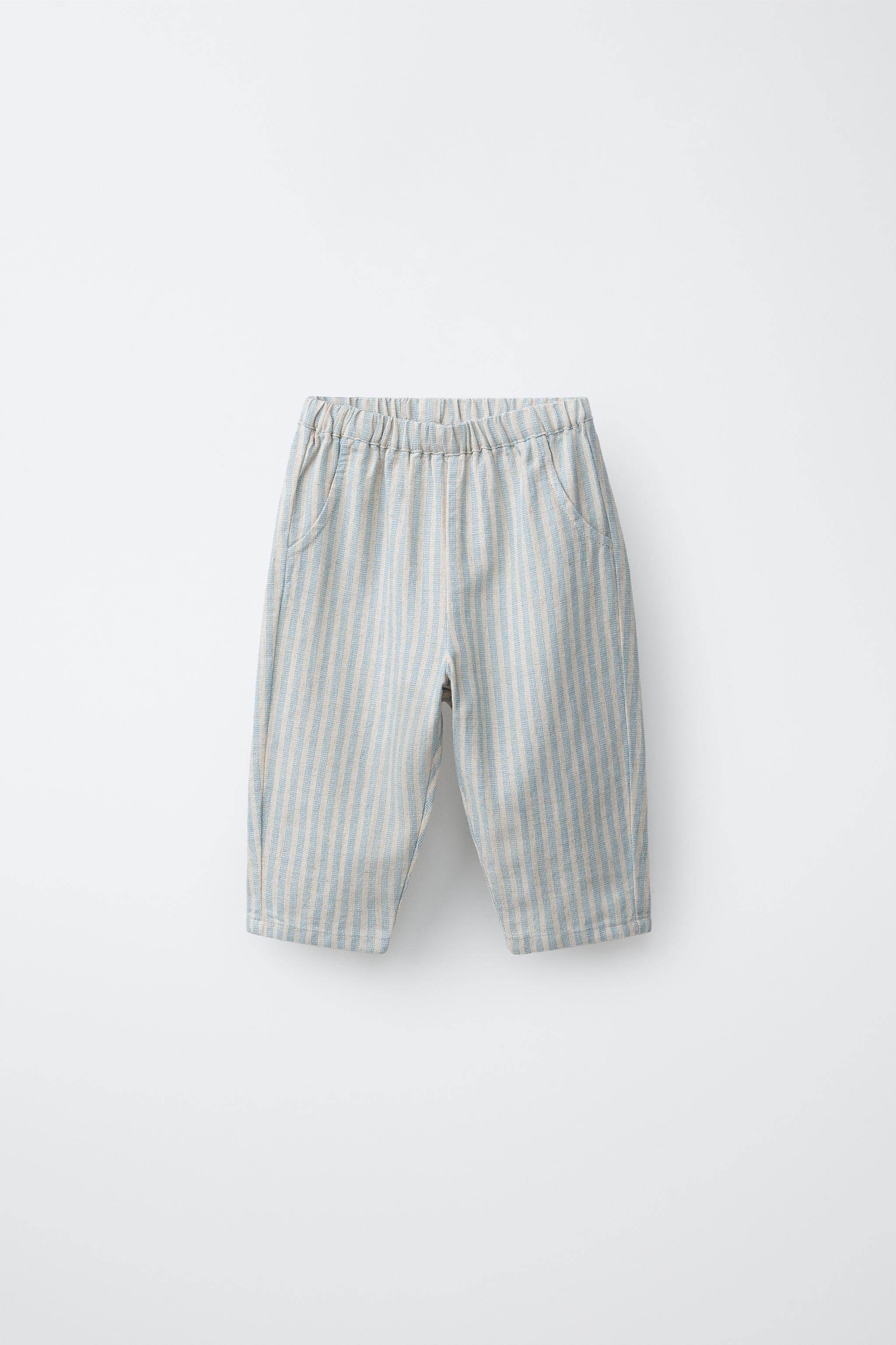 STRIPED COTTON AND LINEN PANTS