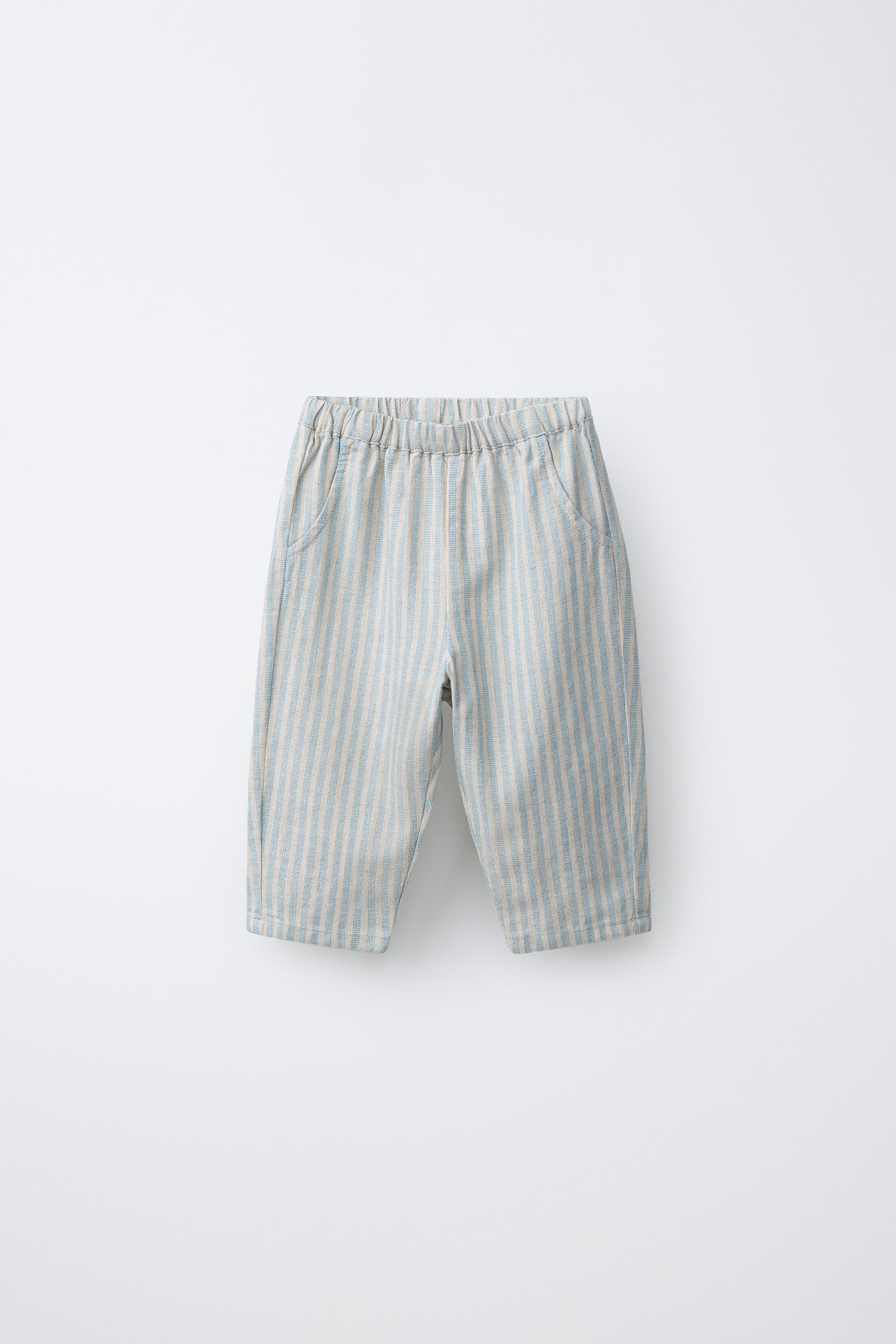 Cotton And Linen Striped Trousers
