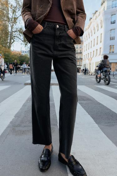 JEANS Z.02 STRAIGHT ANKLE TIRO ALTO - Negro de Zara