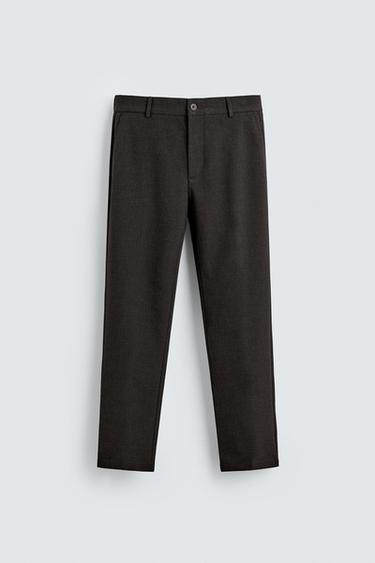 TEXTURED COMFORT TROUSERS - Brown by Zara
