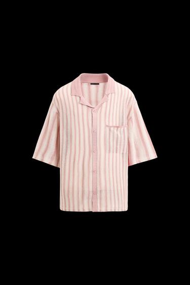 Zara JACQUARD KNIT SHIRT - Dusty pink - Image 0