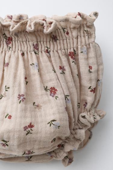 CULOTTE GAZE DE COTTON FLEURS - Marron clair de Zara - Image 3
