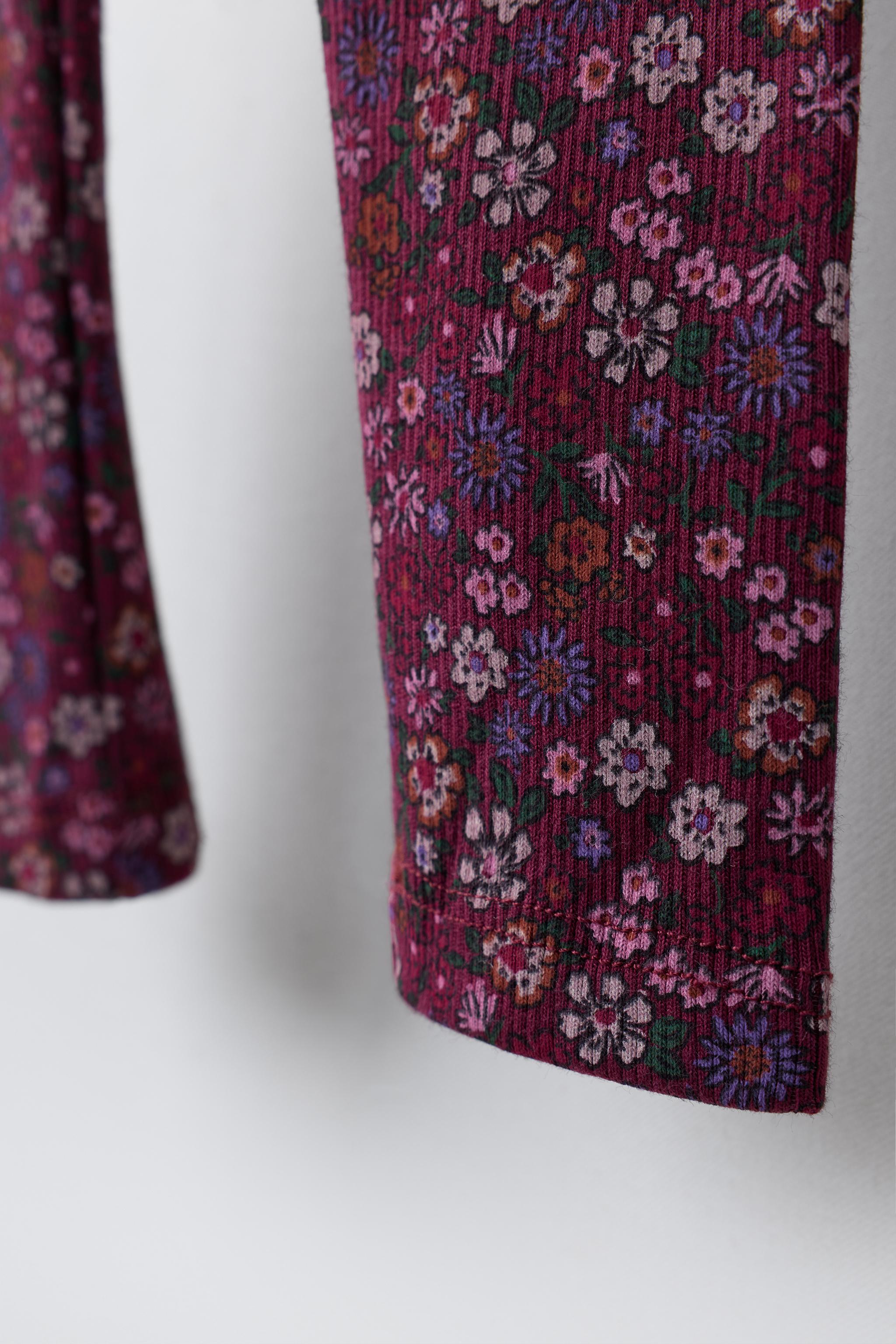 RIB KNIT FLORAL LEGGINGS
