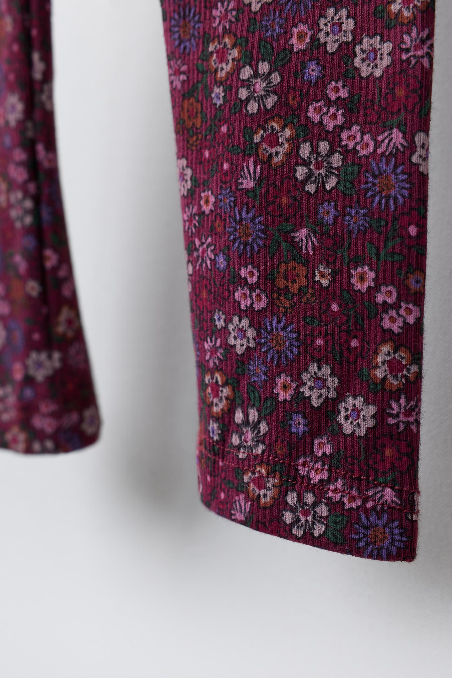 Детские леггинсы Zara Rib Knit Floral, цвет: Тёмный бордовый — фото 4