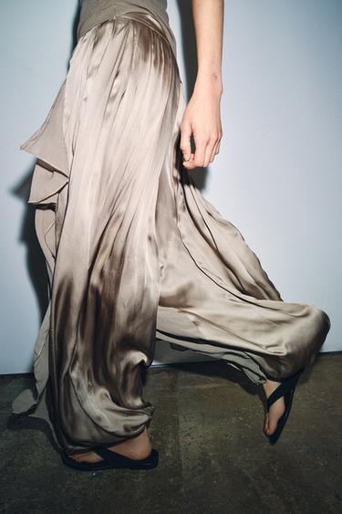 ZW COLLECTION SAROUEL TROUSERS WITH RUFFLES - Taupe grey by Zara