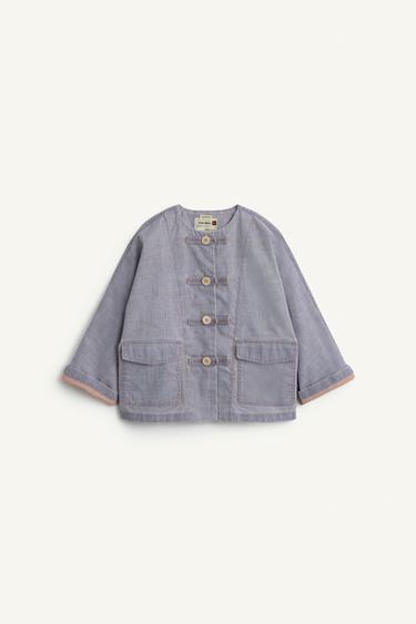 جاكيت بياقة دائرية - أزرق الخاص بـ Zara