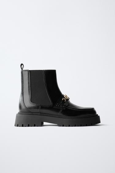 PATENT-FINISH CHELSEA ANKLE BOOTS WITH HEART DETAIL - Black by Zara