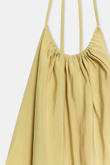 ROBE FLUIDE À ENCOLURE AMÉRICAINE - Vert huile de Zara - Image 9