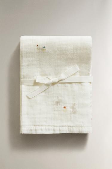 EMBROIDERED BABY MUSLIN CLOTHS (PACK OF 2) - Ecru by Zara - Image 0