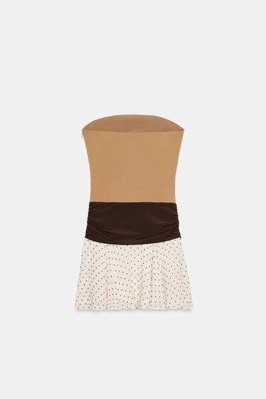 CONTRAST DRESS WITH DOTS - Caramel by Zara - Image 5