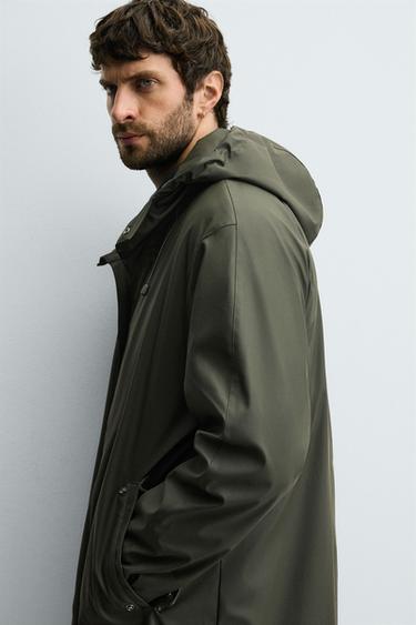 RUBBERISED HOODIE PARKA - Dark khaki by Zara - Image 6