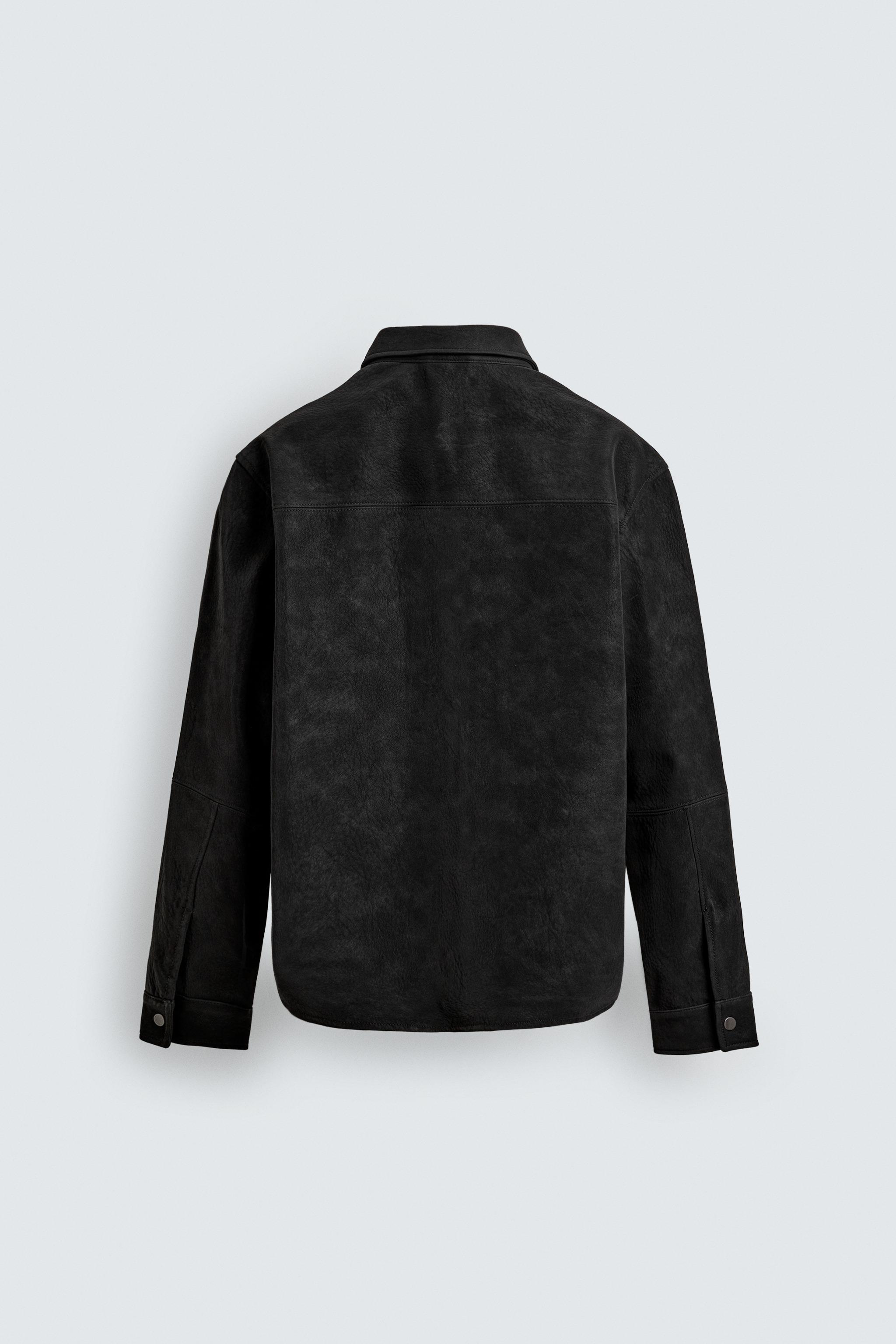 RELAXED FIT FAUX LEATHER OVERSHIRT