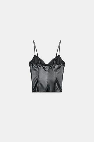 TOP-CORSET EN MATIÈRE SYNTHÉTIQUE - Noir de Zara - Image 4