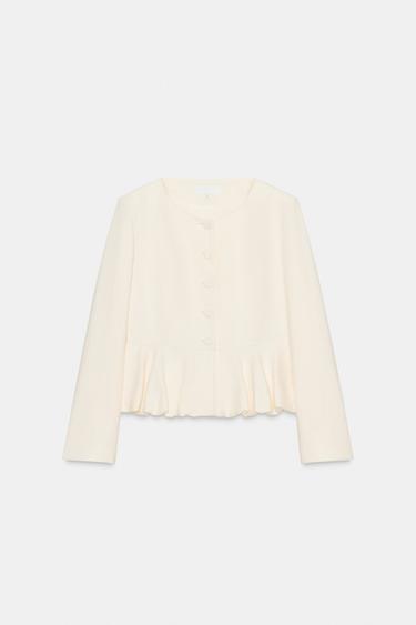 BLAZER PEPLUM CON LINO - Crudo de Zara