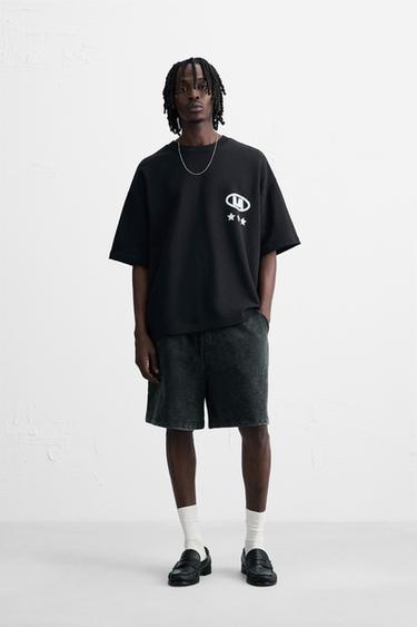 MOLETOM COM GRÁFICOS ESTAMPADOS - Azul-marinho da Zara - Imagem 0